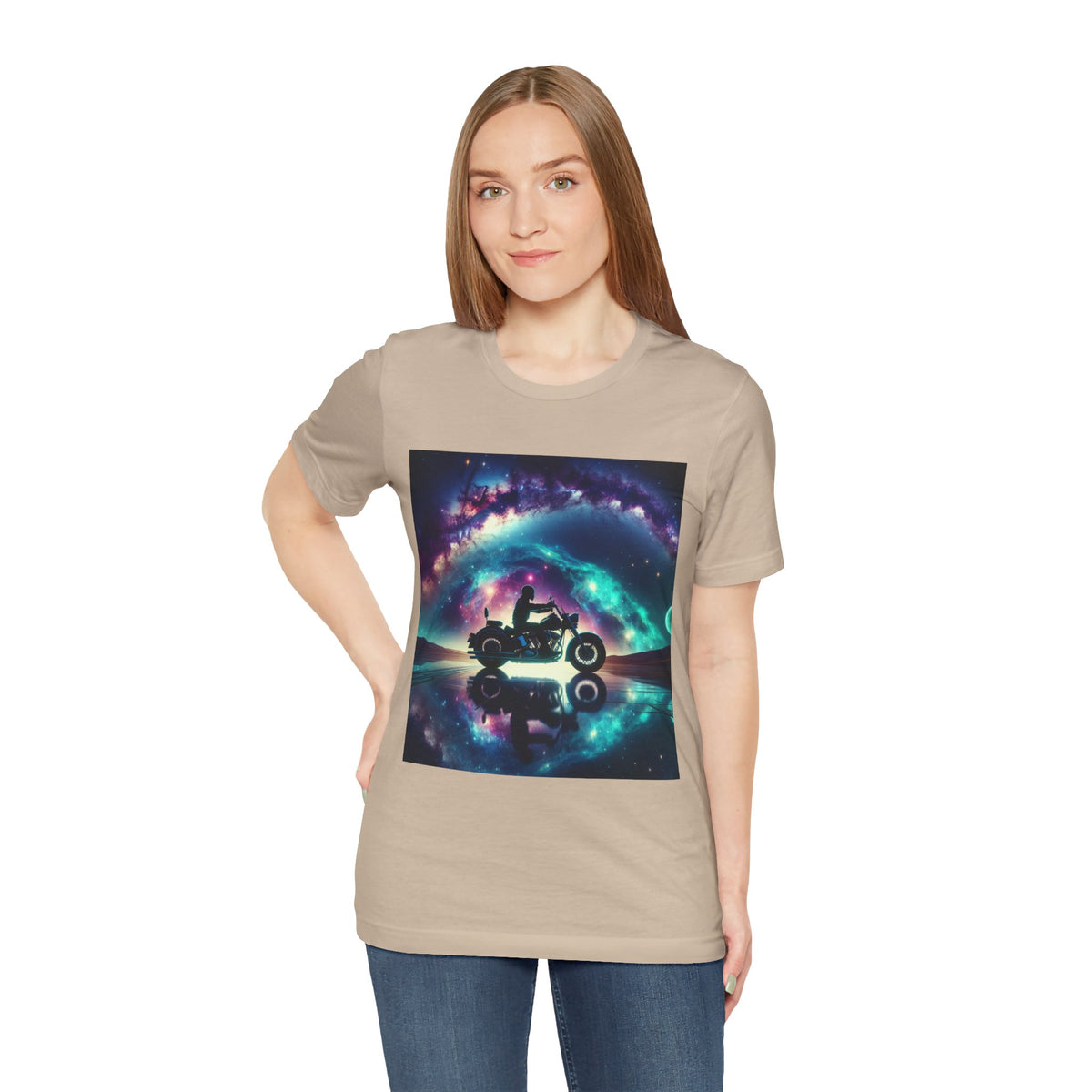 Galactic Biker Tee: Cosmic Shirt, Trendy Apparel