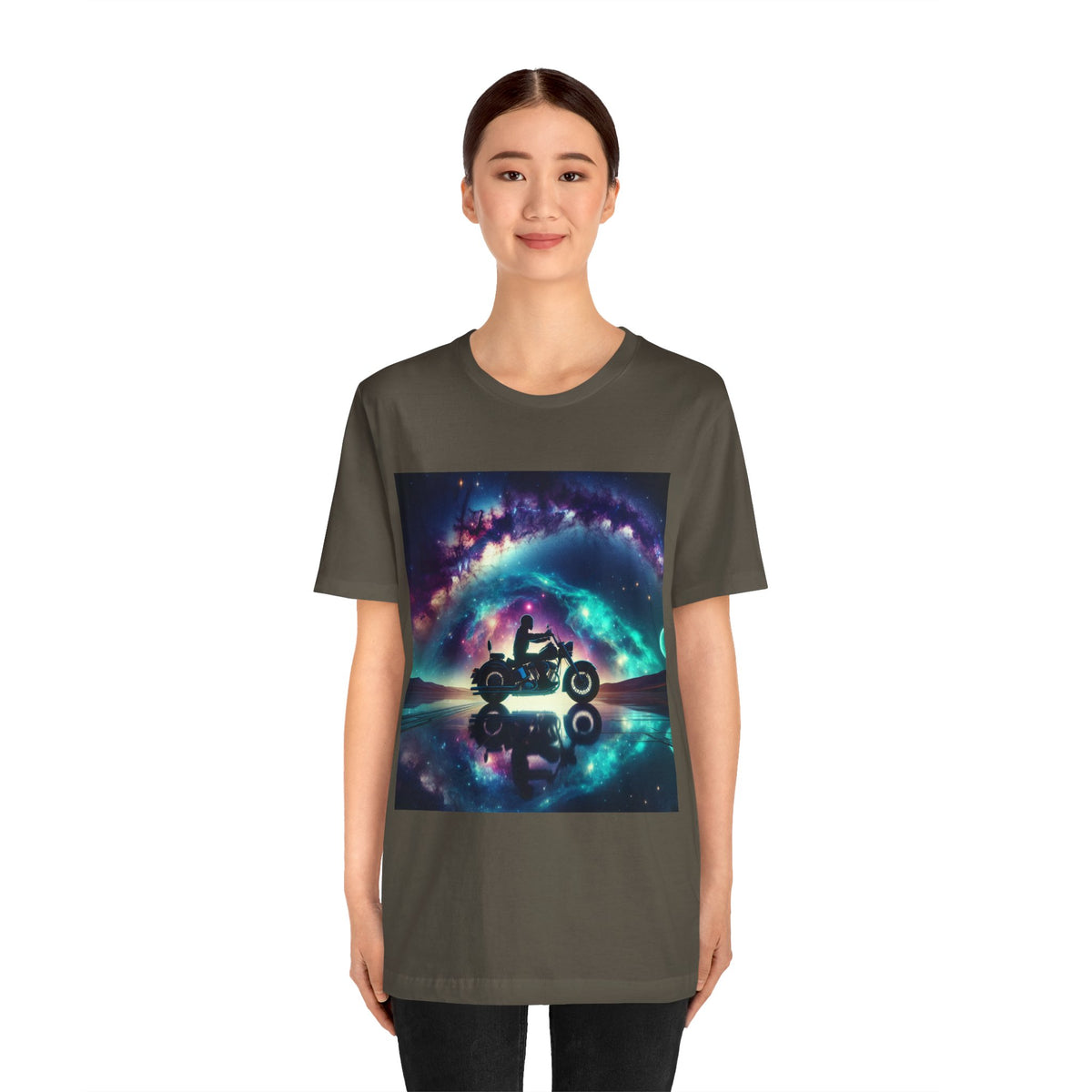 Galactic Biker Tee: Cosmic Shirt, Trendy Apparel