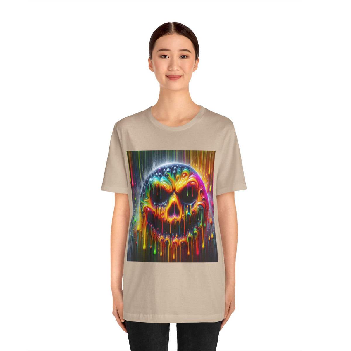 Psychedelic Skull Tee, Edgy Streetwear, Trendy Casual Wear