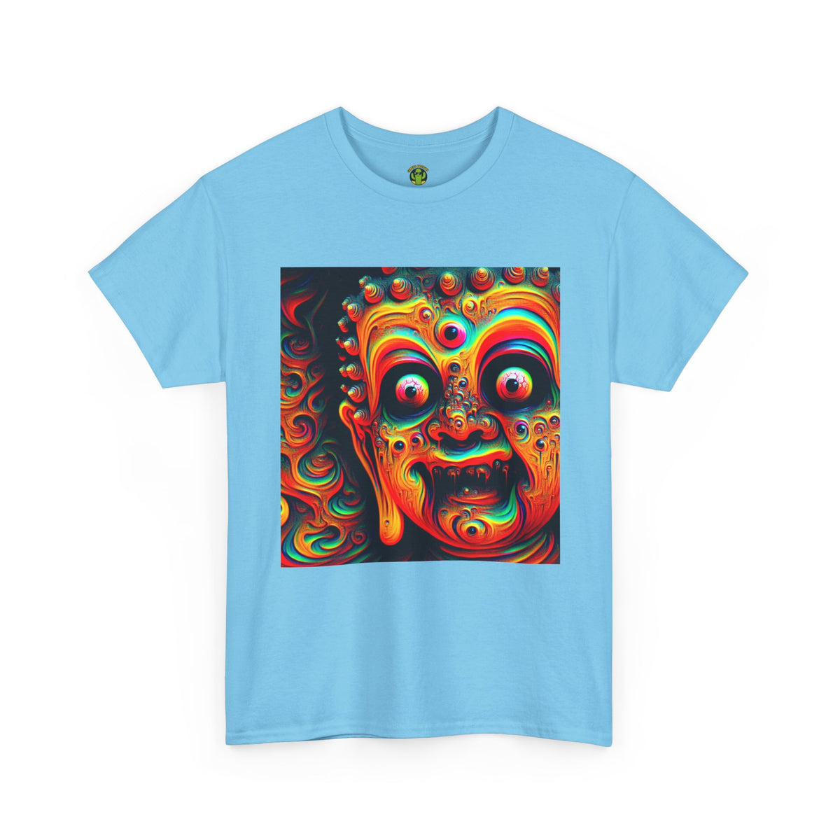 Vibrant Buddha Art Tee, Heavy Cotton T-Shirt, Unique Graphic Tee