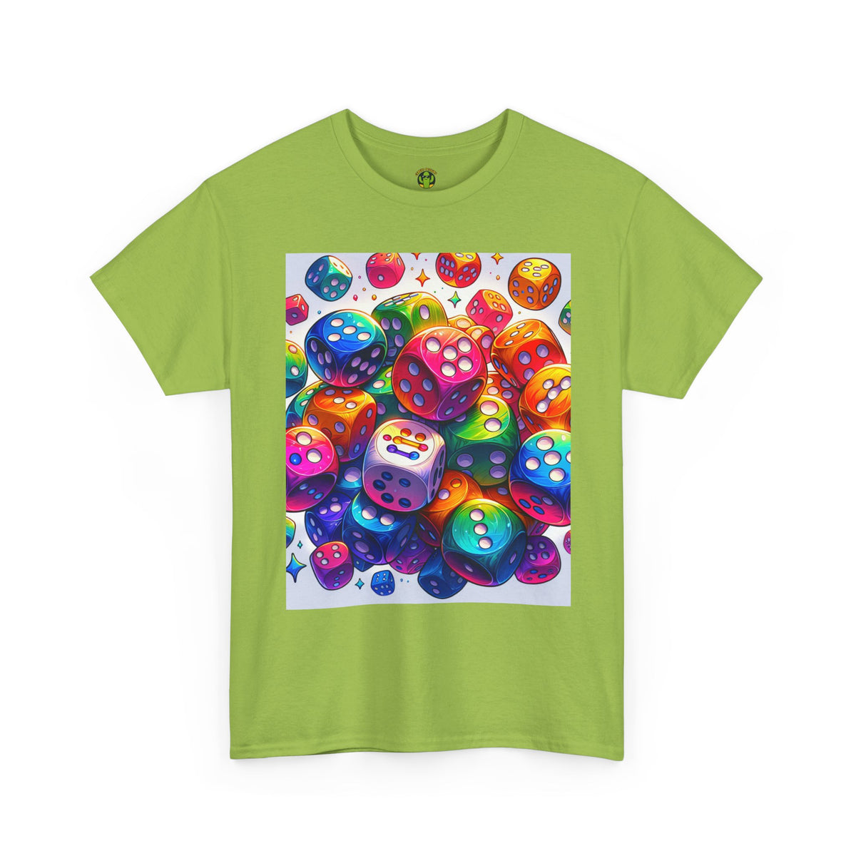 Colorful Dice Heavy Cotton Tee - Fun Gaming Tee for Casual Wear
