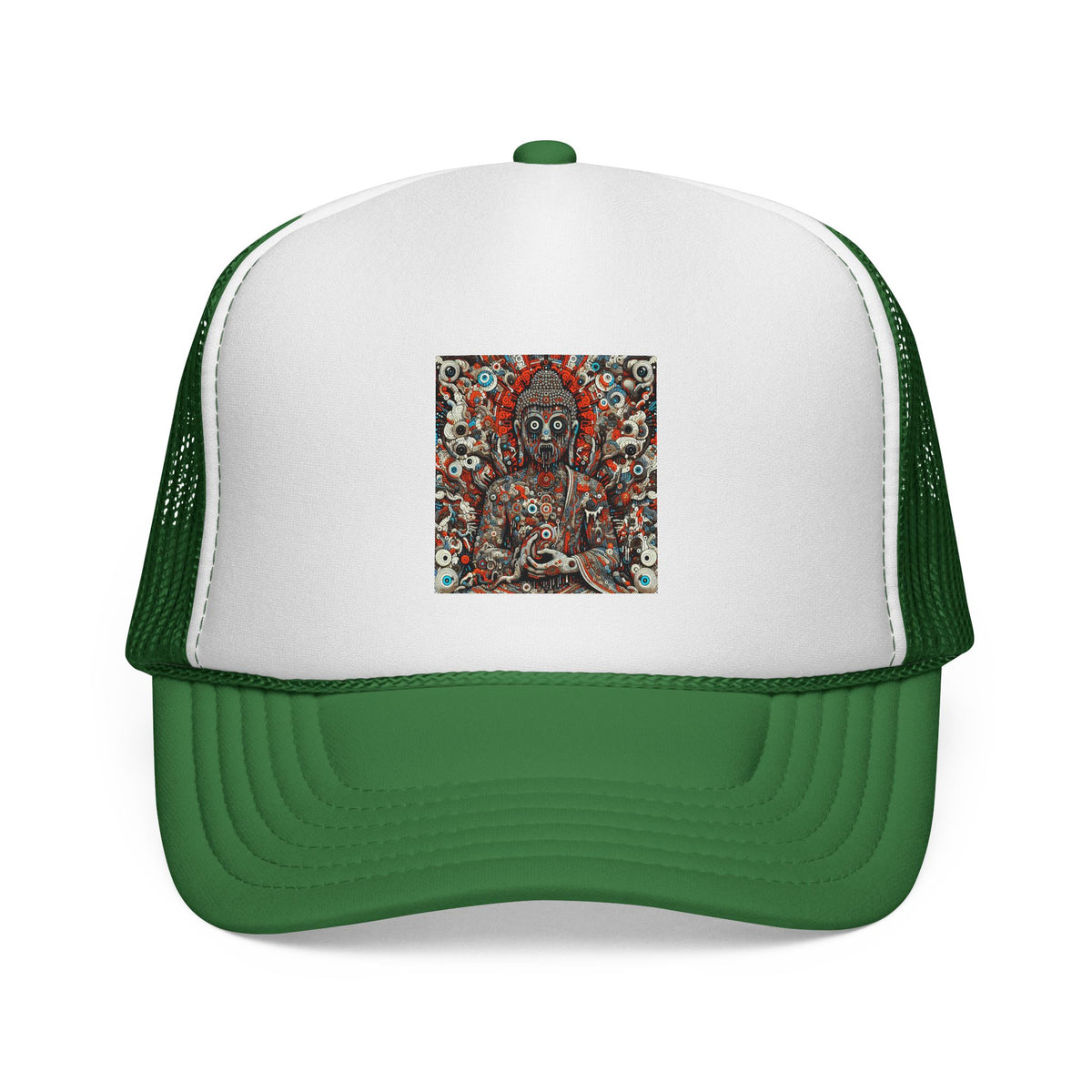 Buddha Art Trucker Cap - Boho Style Hat, Gift for Him/Her, Casual Headwear, Festival Accessory, Spiritual Apparel