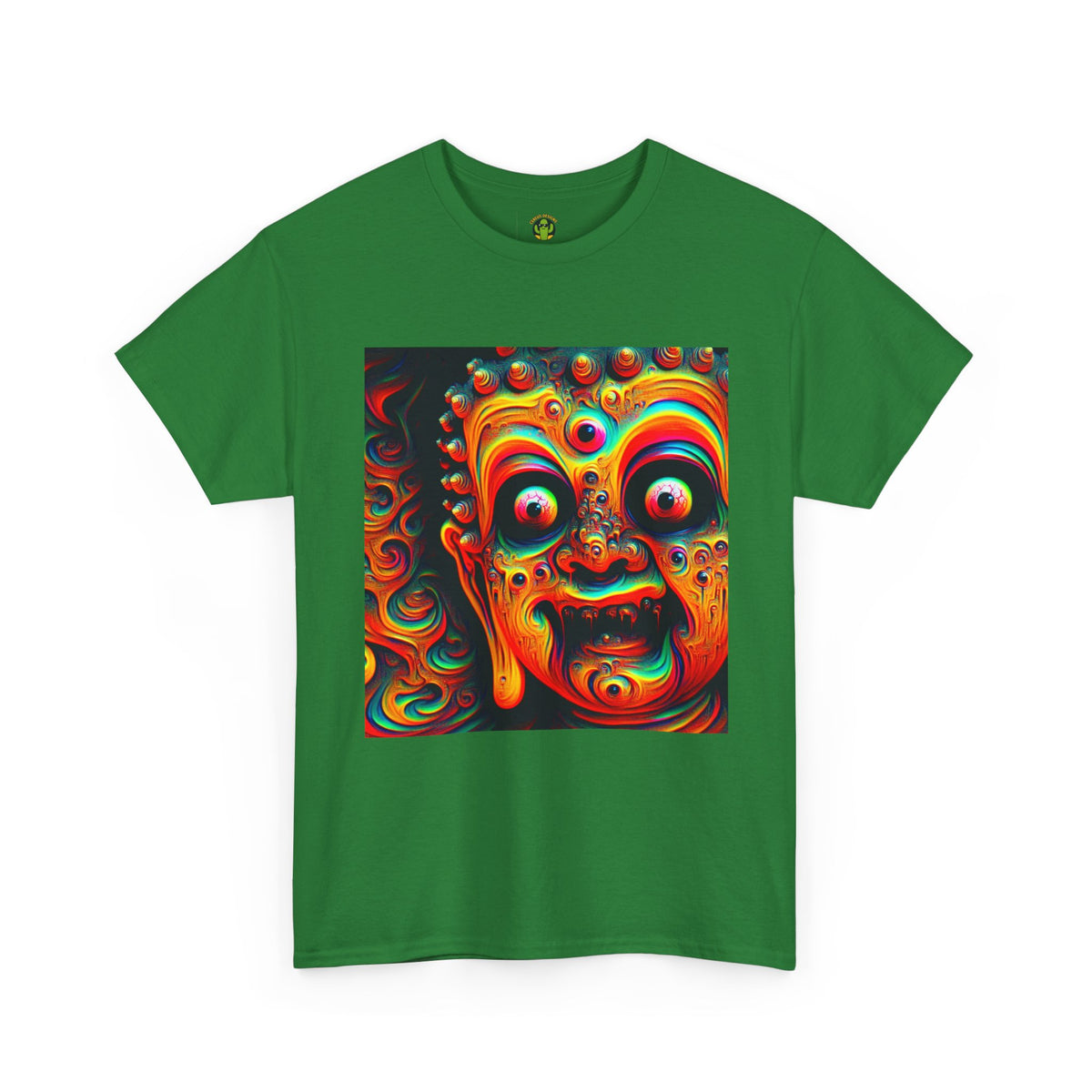 Vibrant Buddha Art Tee, Heavy Cotton T-Shirt, Unique Graphic Tee