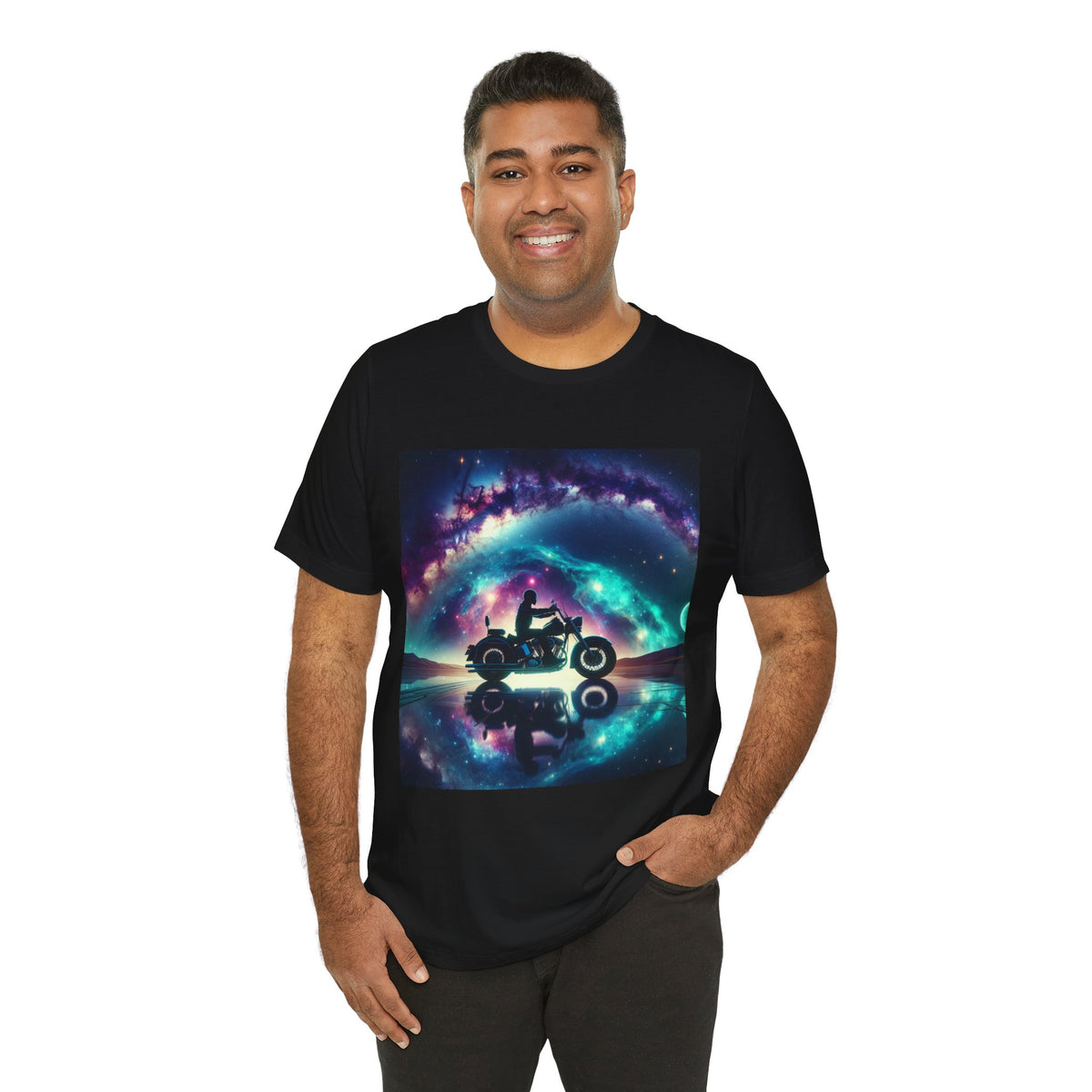 Galactic Biker Tee: Cosmic Shirt, Trendy Apparel