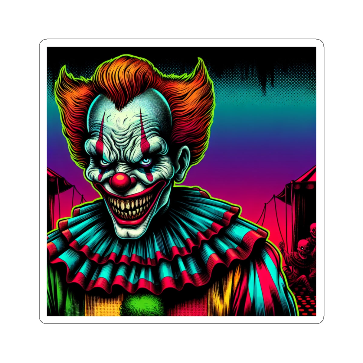 Creepy Clown Kiss-Cut Stickers, Horror Decor, Laptop Sticker, Party Favors, Halloween Gifts, Scary Art