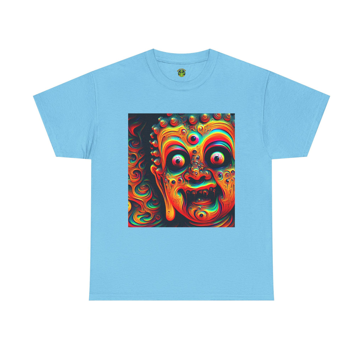 Vibrant Buddha Art Tee, Heavy Cotton T-Shirt, Unique Graphic Tee