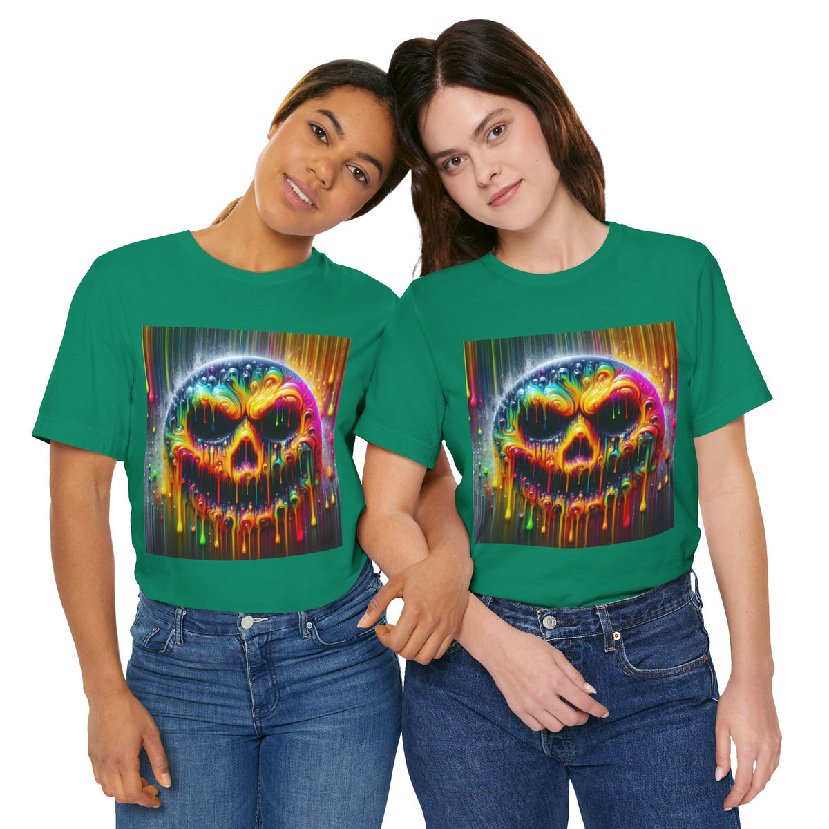 Psychedelic Skull Tee, Edgy Streetwear, Trendy Casual Wear