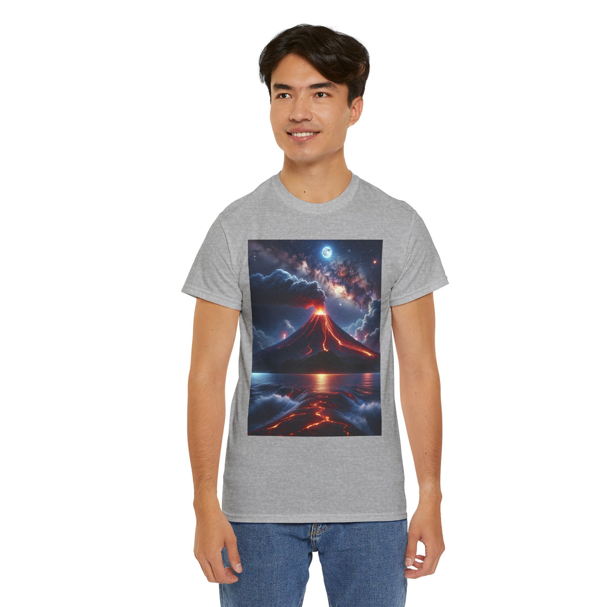 Volcano Sunset Unisex Heavy Cotton Tee - Graphic T-Shirt for Nature Lovers