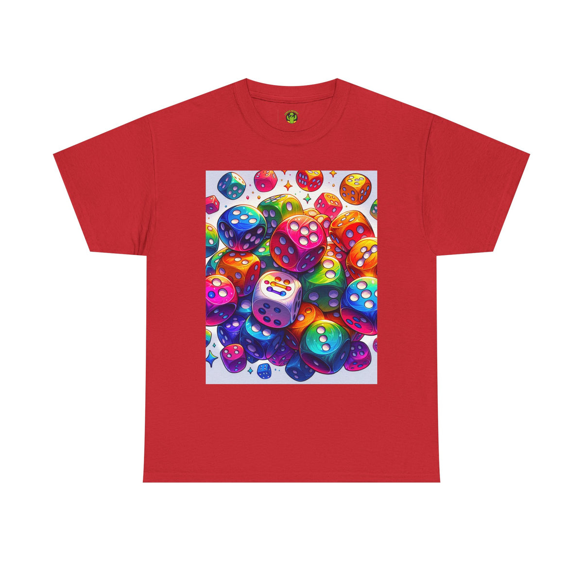 Colorful Dice Heavy Cotton Tee - Fun Gaming Tee for Casual Wear