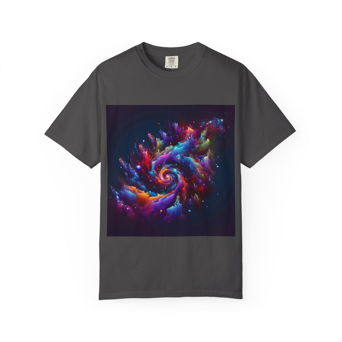 Cosmic Swirl Garment-Dyed T-Shirt – Vibrant Space Design for Sci-Fi Lovers