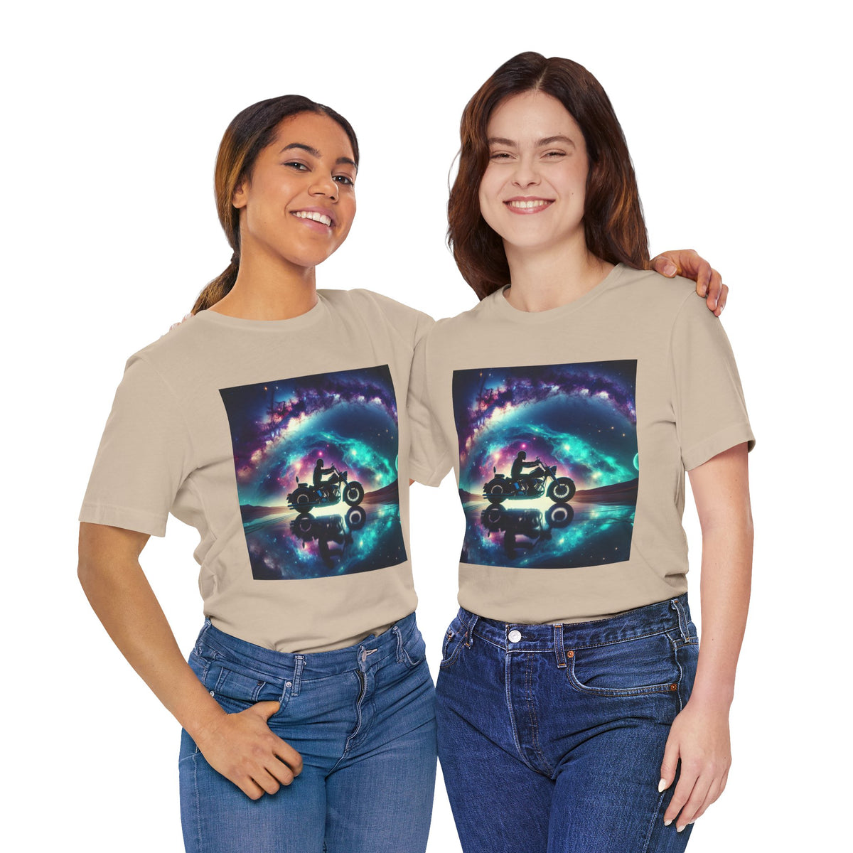 Galactic Biker Tee: Cosmic Shirt, Trendy Apparel