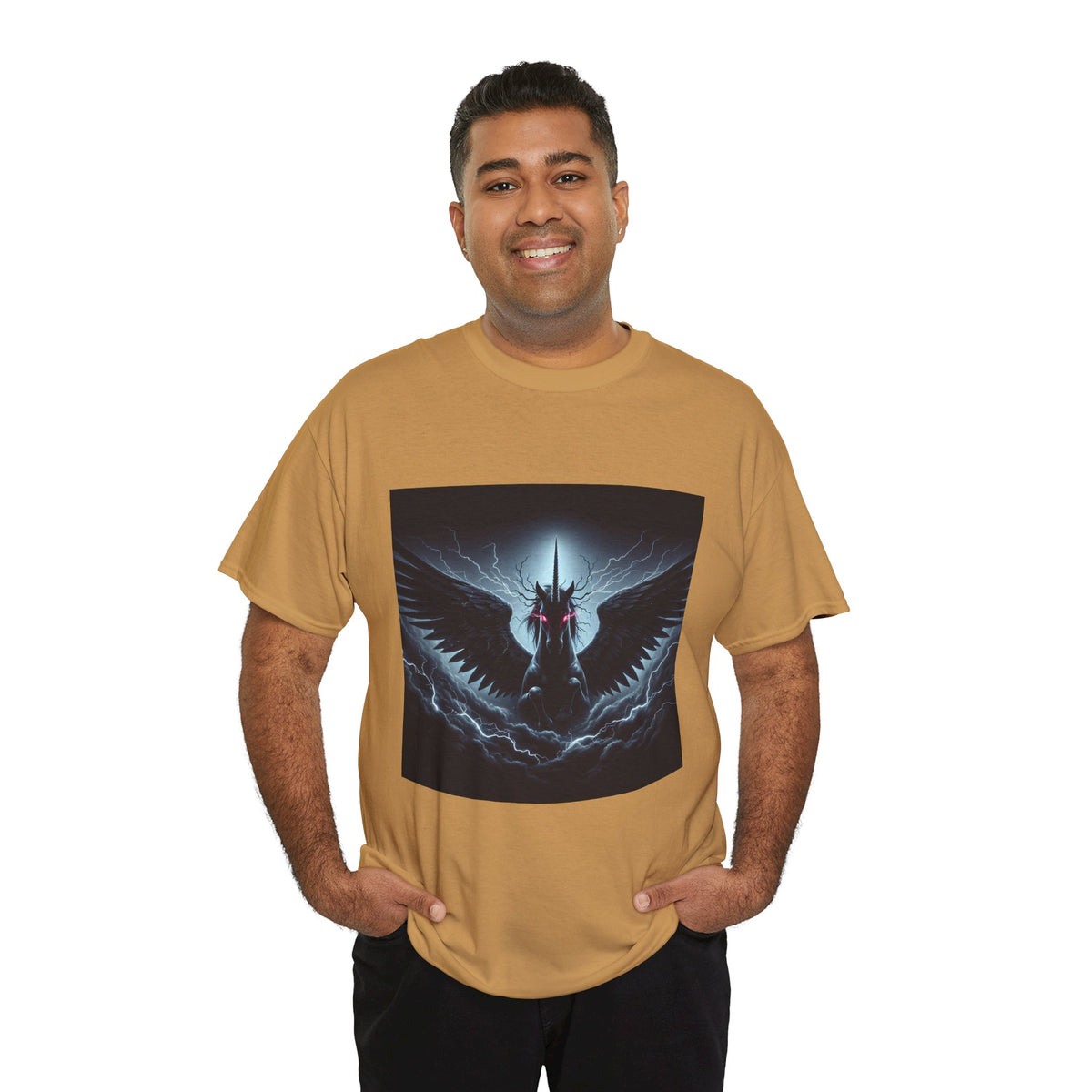 Dark Fantasy Heavy Cotton Tee with Pegasus Design