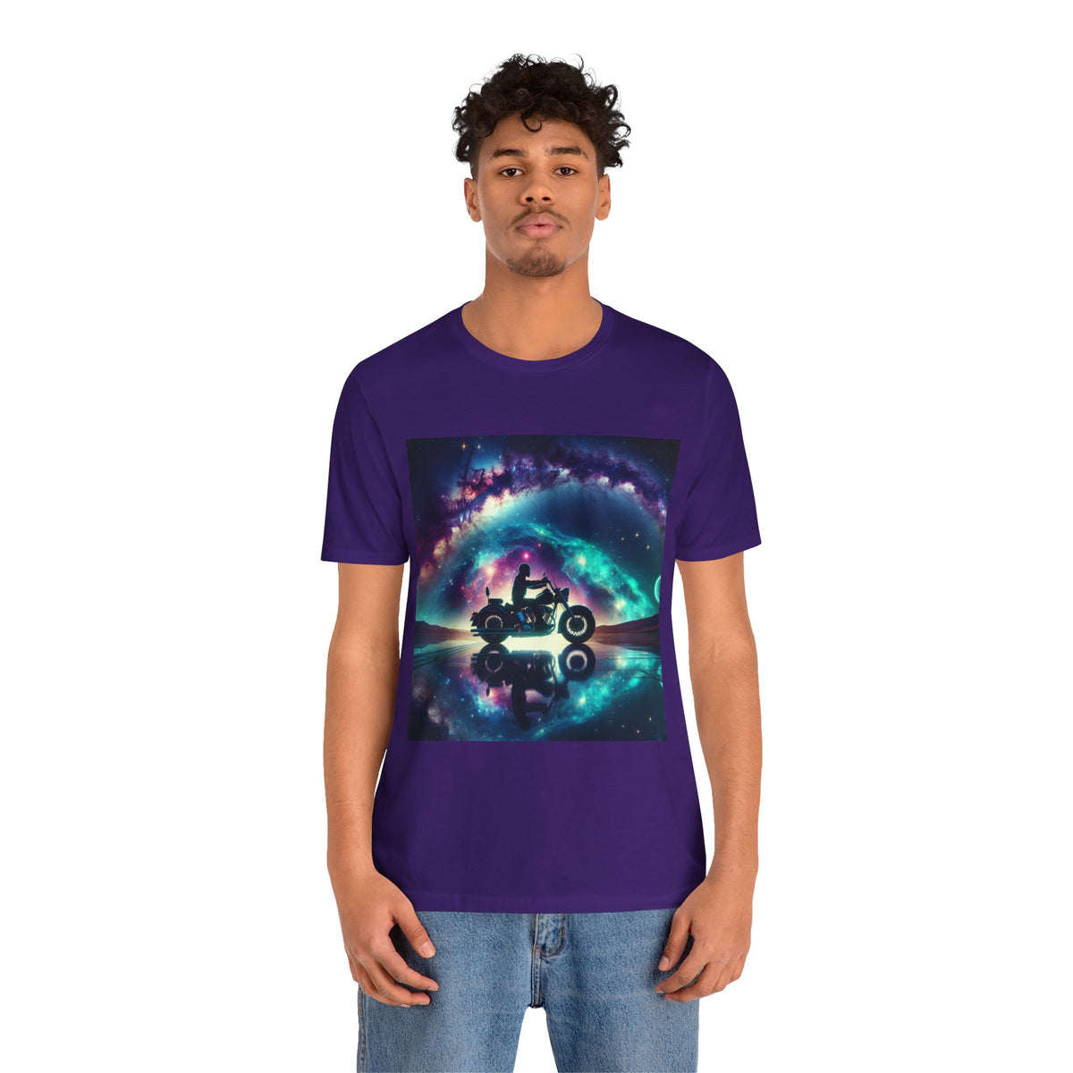 Galactic Biker Tee: Cosmic Shirt, Trendy Apparel