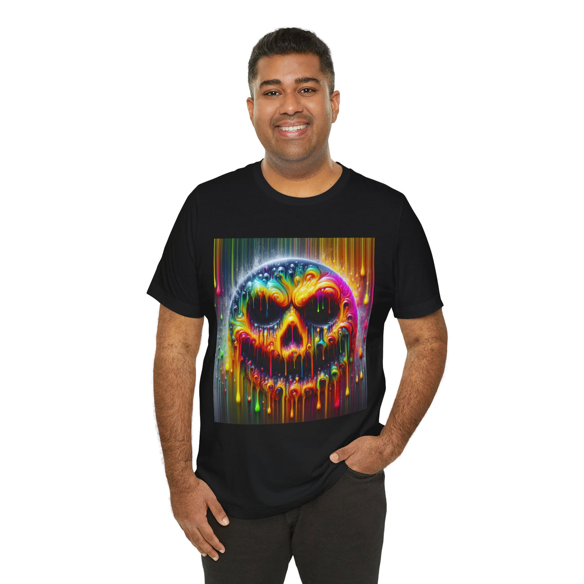 Psychedelic Skull Tee, Edgy Streetwear, Trendy Casual Wear