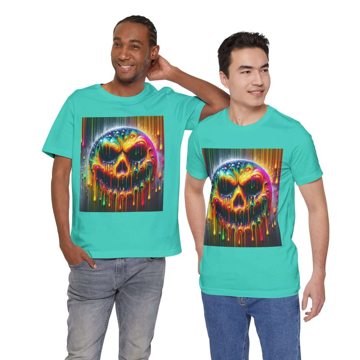 Psychedelic Skull Tee, Edgy Streetwear, Trendy Casual Wear