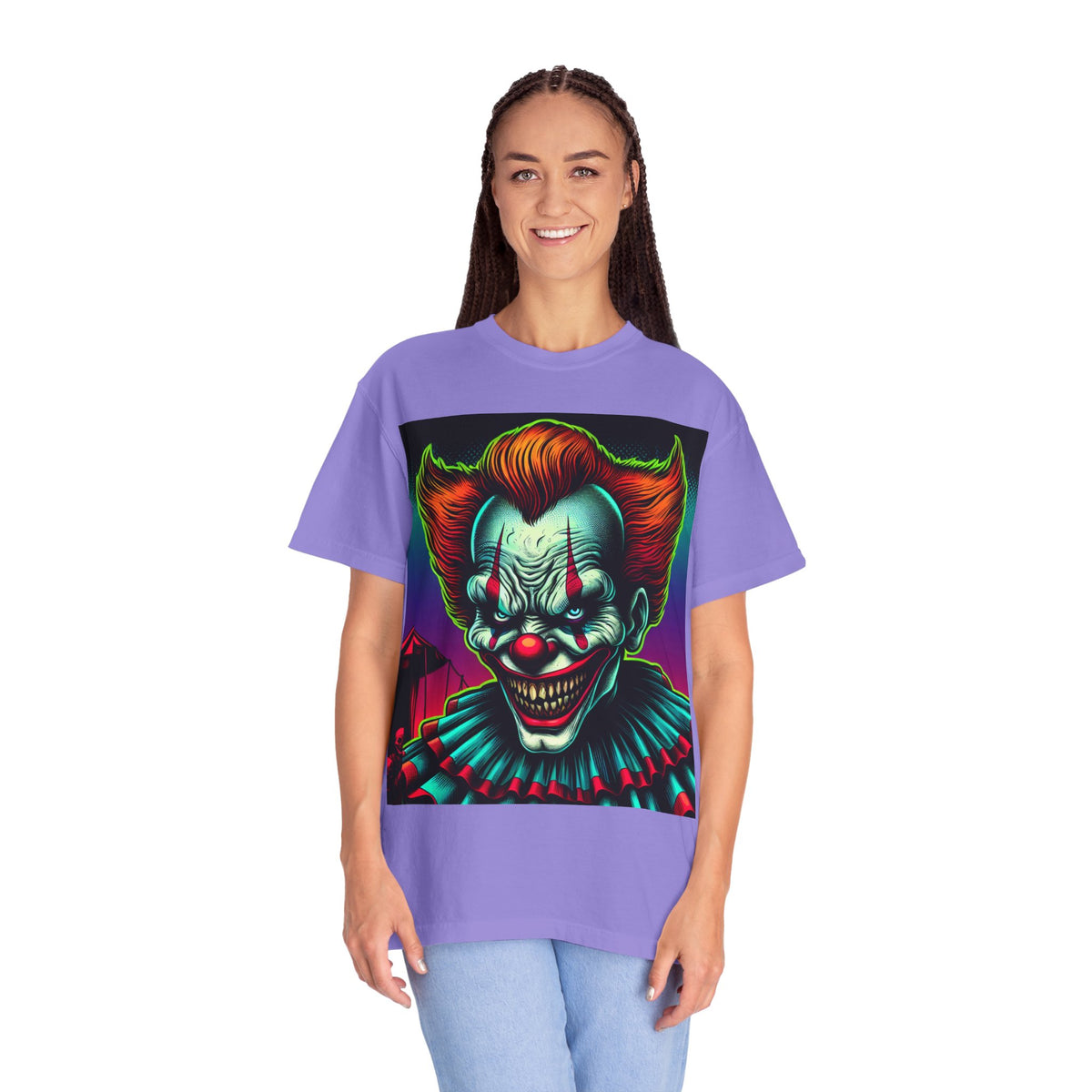 Creepy Clown Graphic Garment-Dyed T-Shirt
