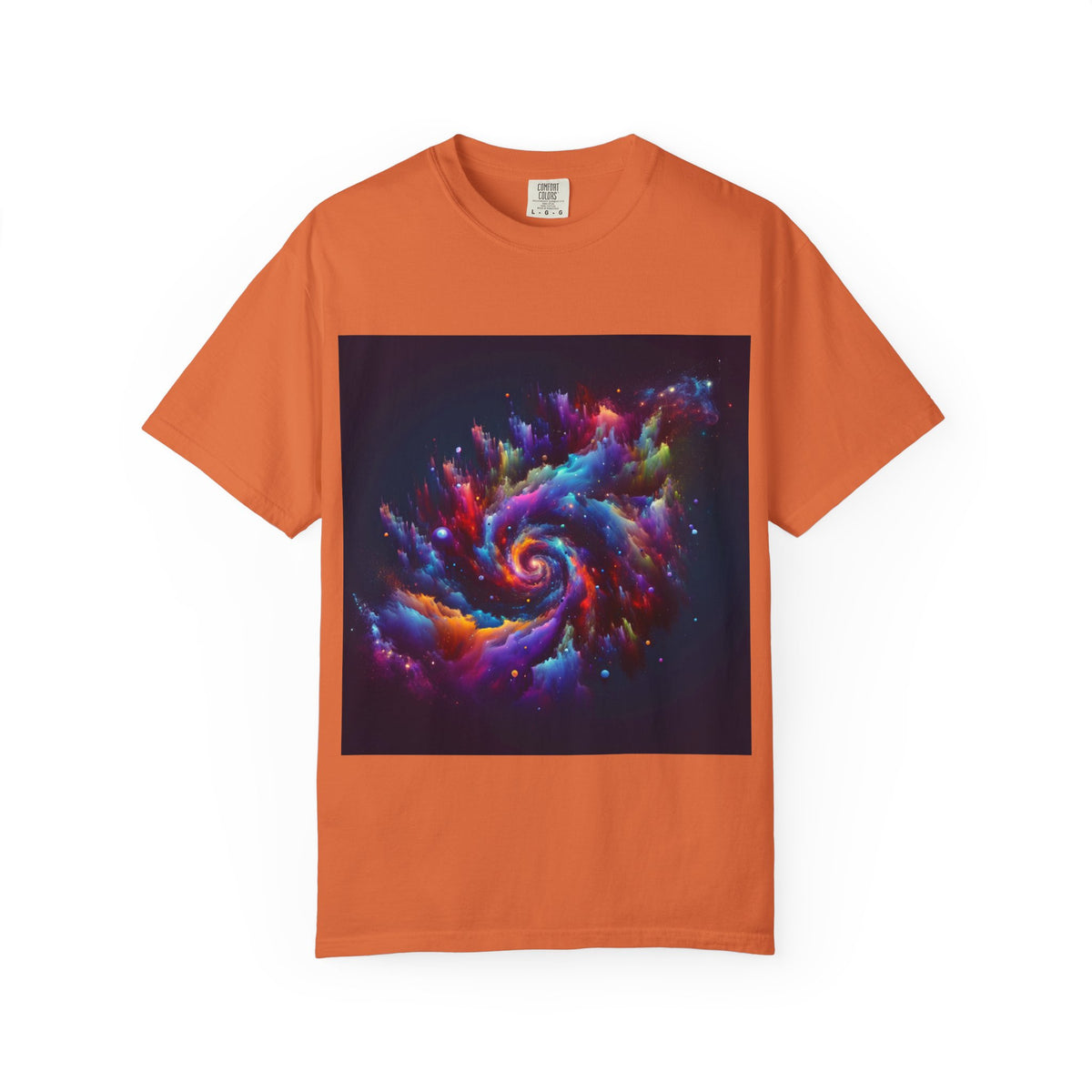 Cosmic Swirl Garment-Dyed T-Shirt – Vibrant Space Design for Sci-Fi Lovers