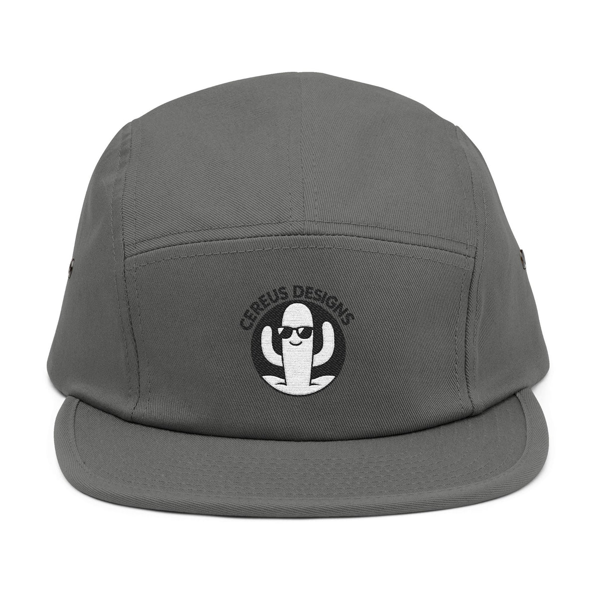 Black and White Cereus Designs Logo Stylish 5 Panel Cap with Unique Embroidery, Trendy Headwear for Every Occasion, Summer Cap, Gift for Him or Her, Fashionable Apparel