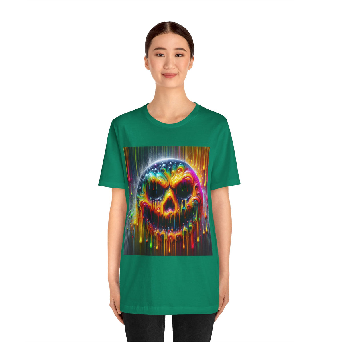Psychedelic Skull Tee, Edgy Streetwear, Trendy Casual Wear
