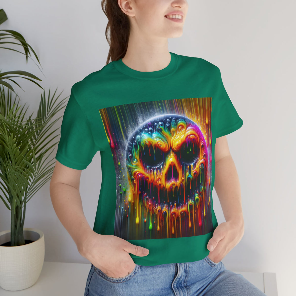 Psychedelic Skull Tee, Edgy Streetwear, Trendy Casual Wear