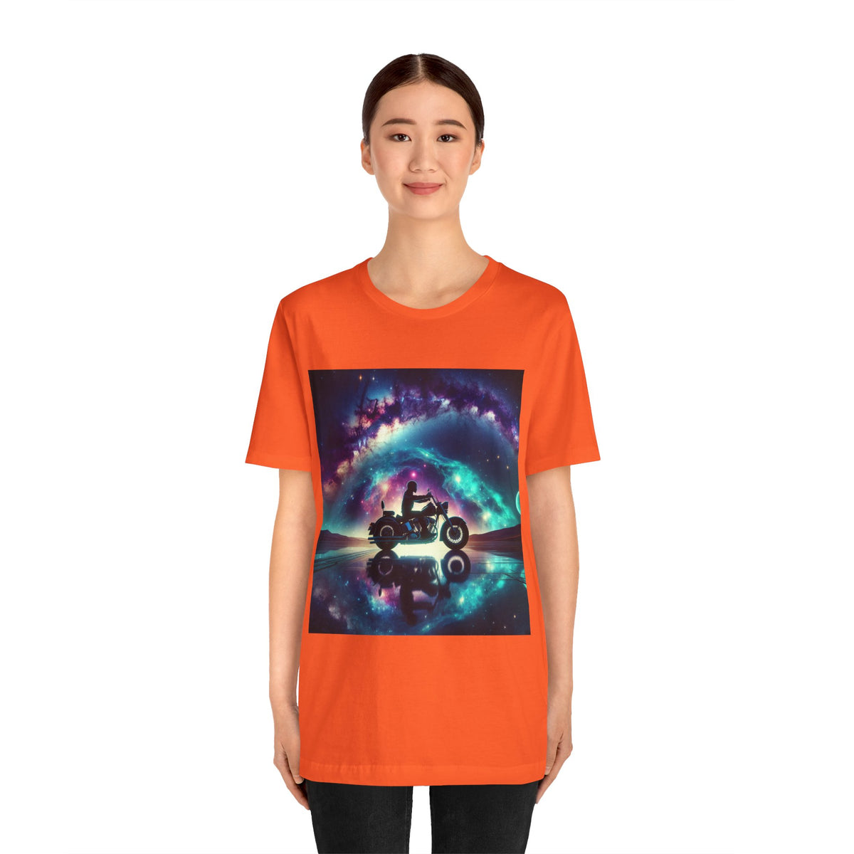 Galactic Biker Tee: Cosmic Shirt, Trendy Apparel