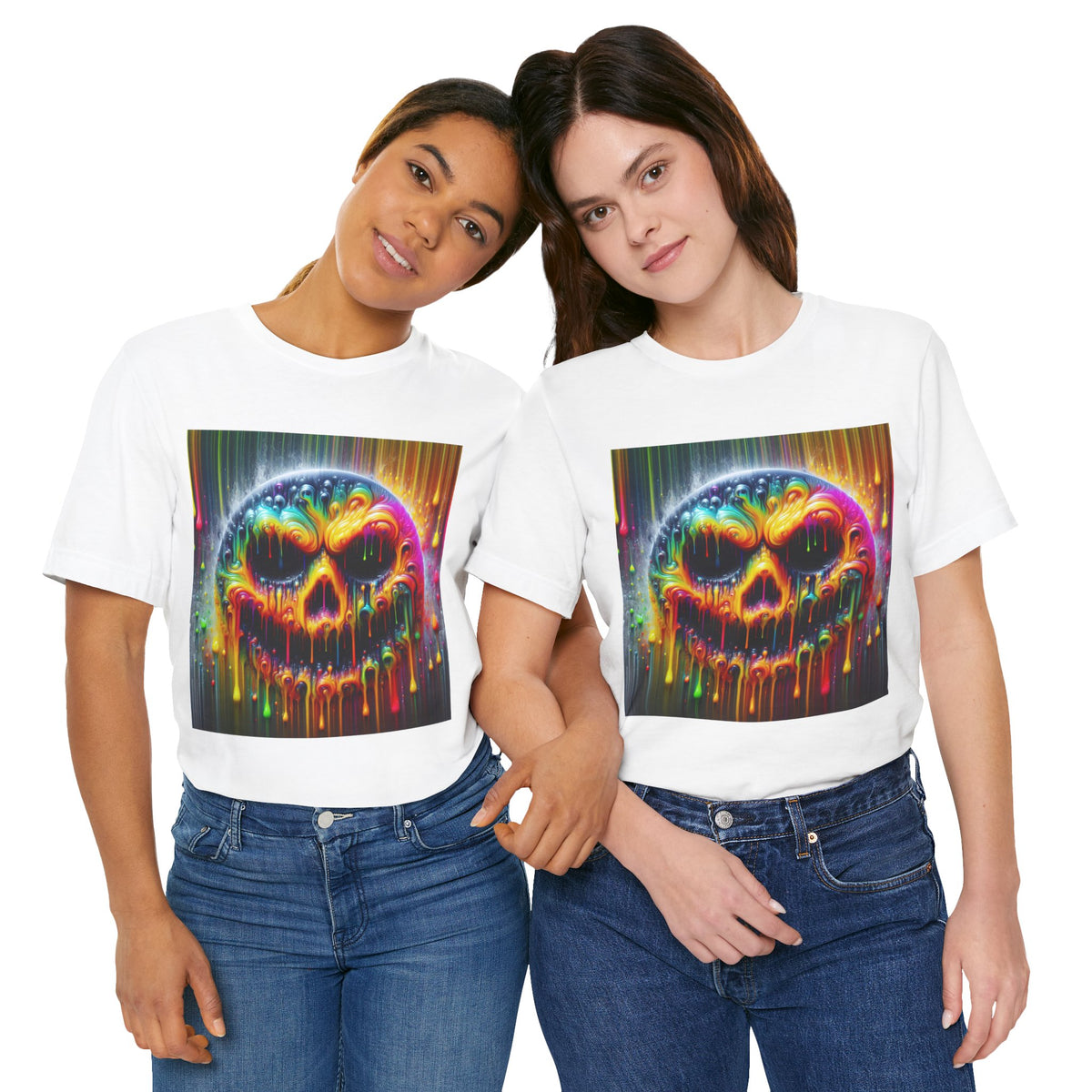 Psychedelic Skull Tee, Edgy Streetwear, Trendy Casual Wear