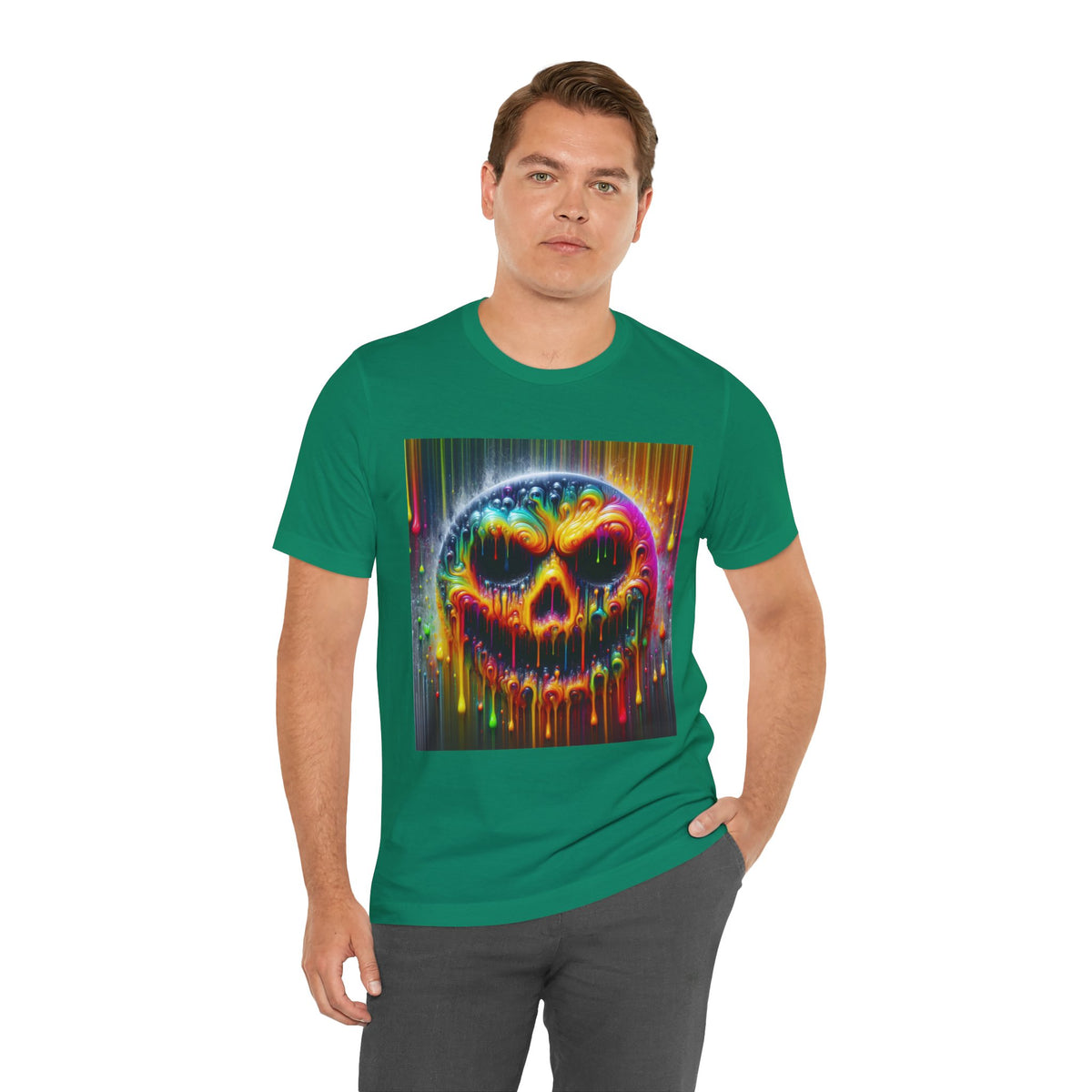 Psychedelic Skull Tee, Edgy Streetwear, Trendy Casual Wear