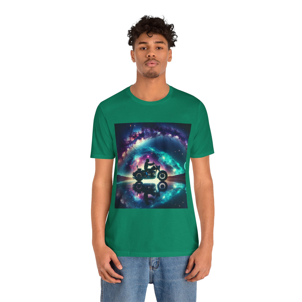 Galactic Biker Tee: Cosmic Shirt, Trendy Apparel