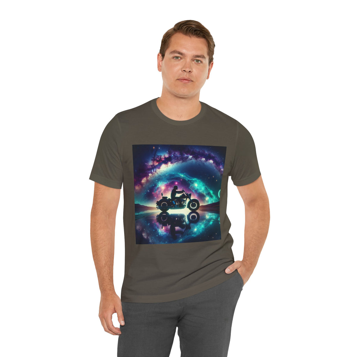 Galactic Biker Tee: Cosmic Shirt, Trendy Apparel
