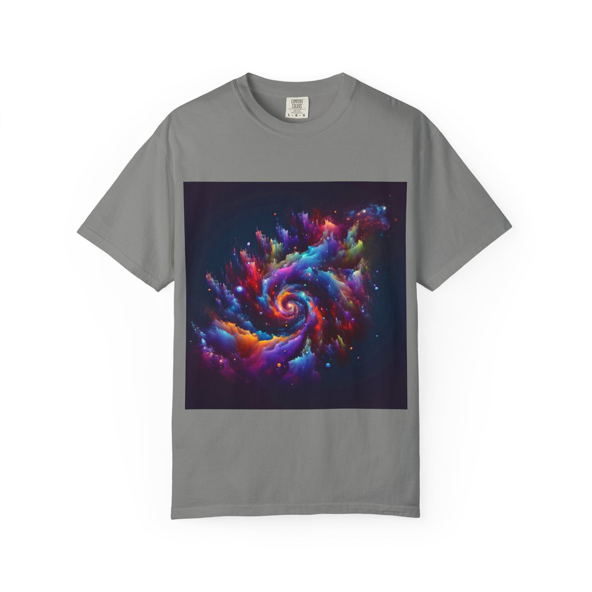 Cosmic Swirl Garment-Dyed T-Shirt – Vibrant Space Design for Sci-Fi Lovers