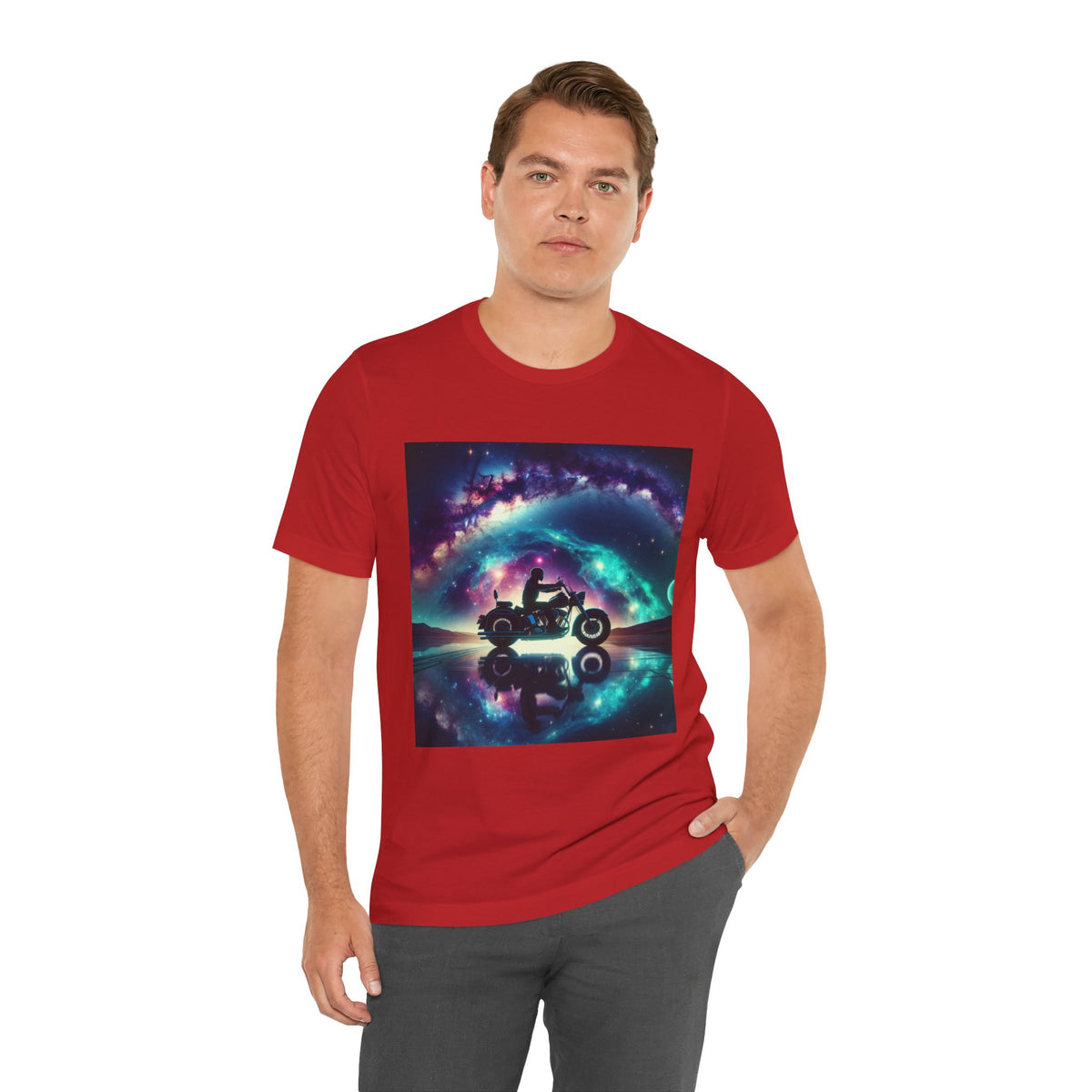 Galactic Biker Tee: Cosmic Shirt, Trendy Apparel