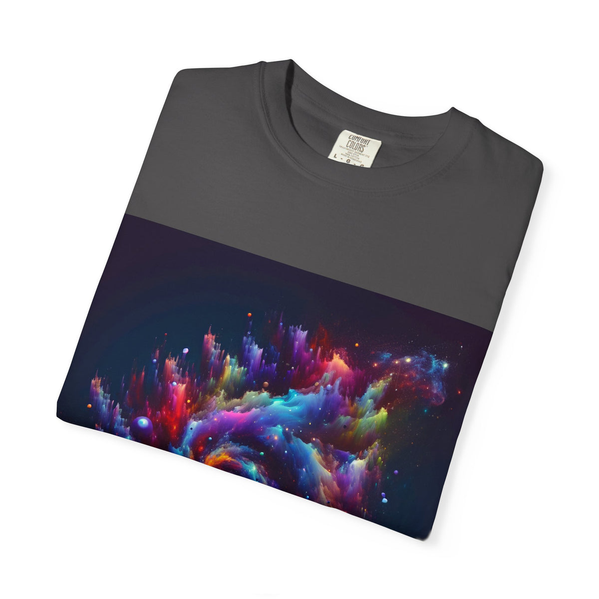 Cosmic Swirl Garment-Dyed T-Shirt – Vibrant Space Design for Sci-Fi Lovers