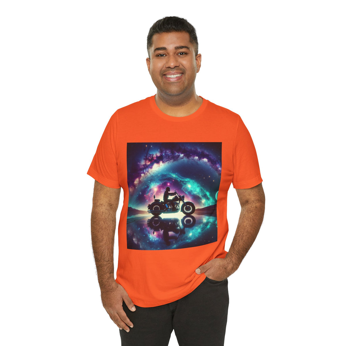Galactic Biker Tee: Cosmic Shirt, Trendy Apparel