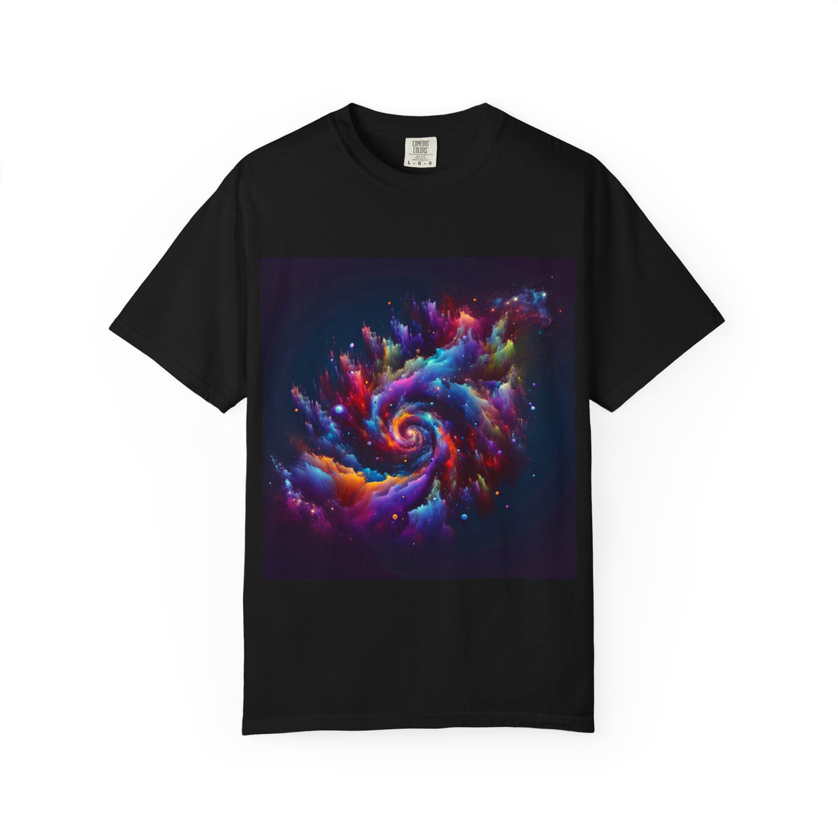 Cosmic Swirl Garment-Dyed T-Shirt – Vibrant Space Design for Sci-Fi Lovers