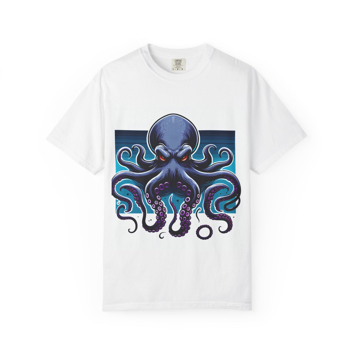 Ocean-Inspired Unisex Garment-Dyed T-Shirt with Octopus Design