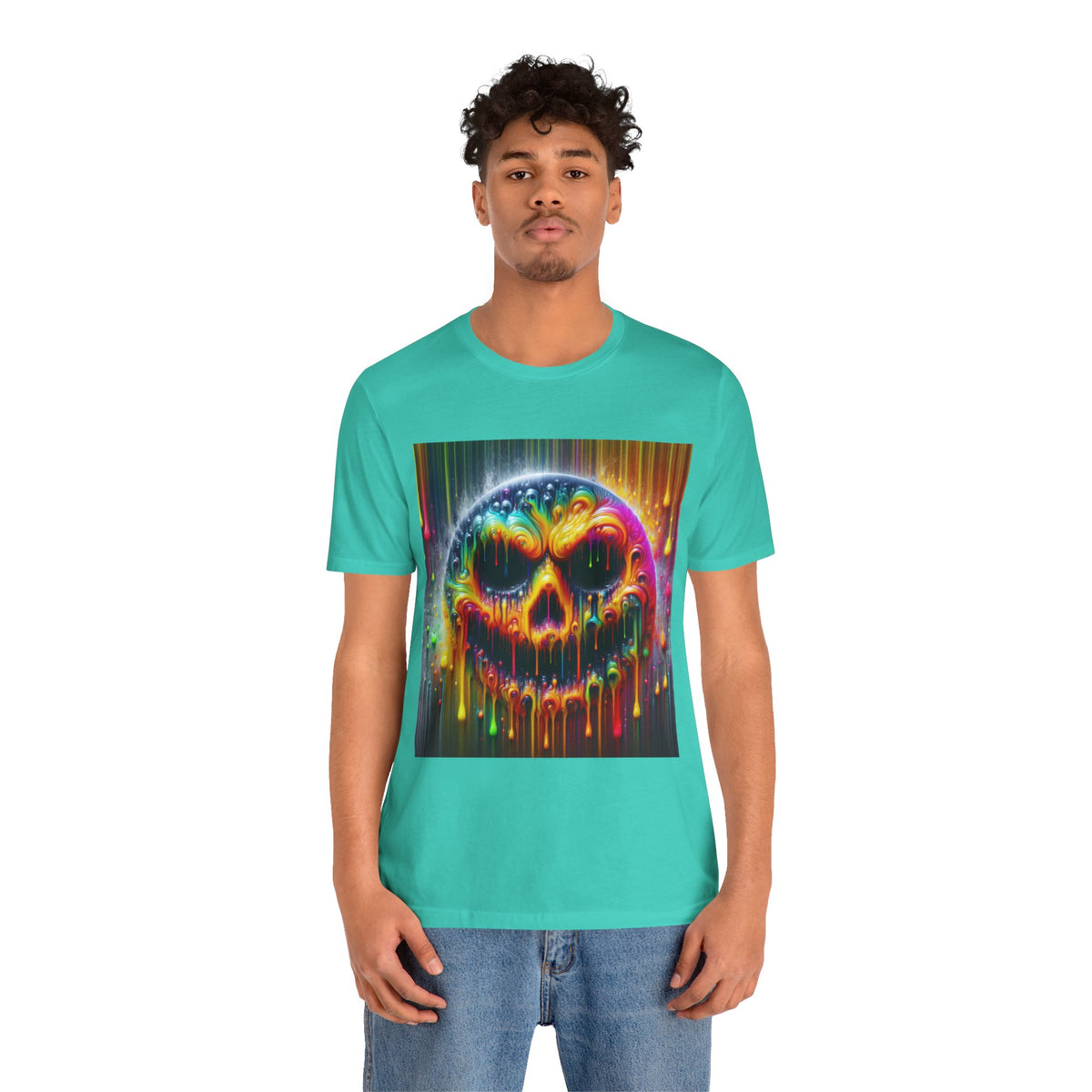 Psychedelic Skull Tee, Edgy Streetwear, Trendy Casual Wear