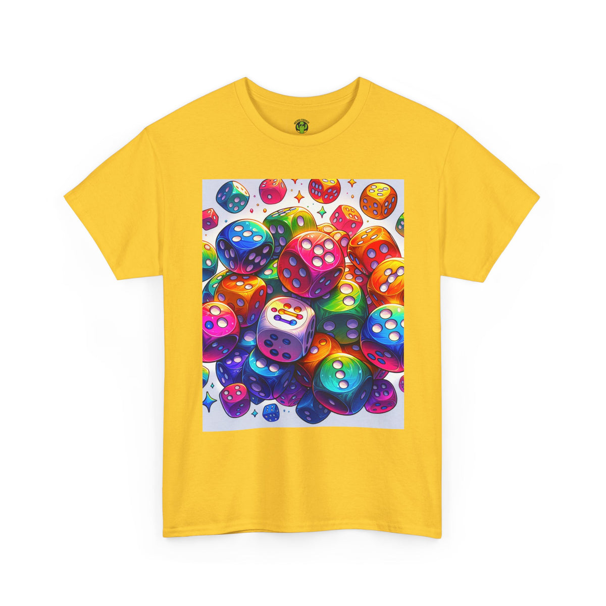 Colorful Dice Heavy Cotton Tee - Fun Gaming Tee for Casual Wear