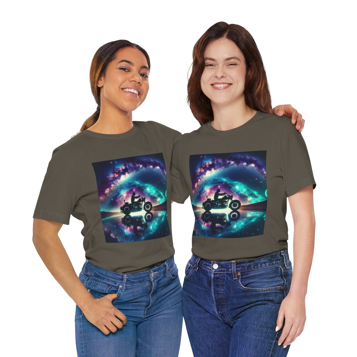 Galactic Biker Tee: Cosmic Shirt, Trendy Apparel