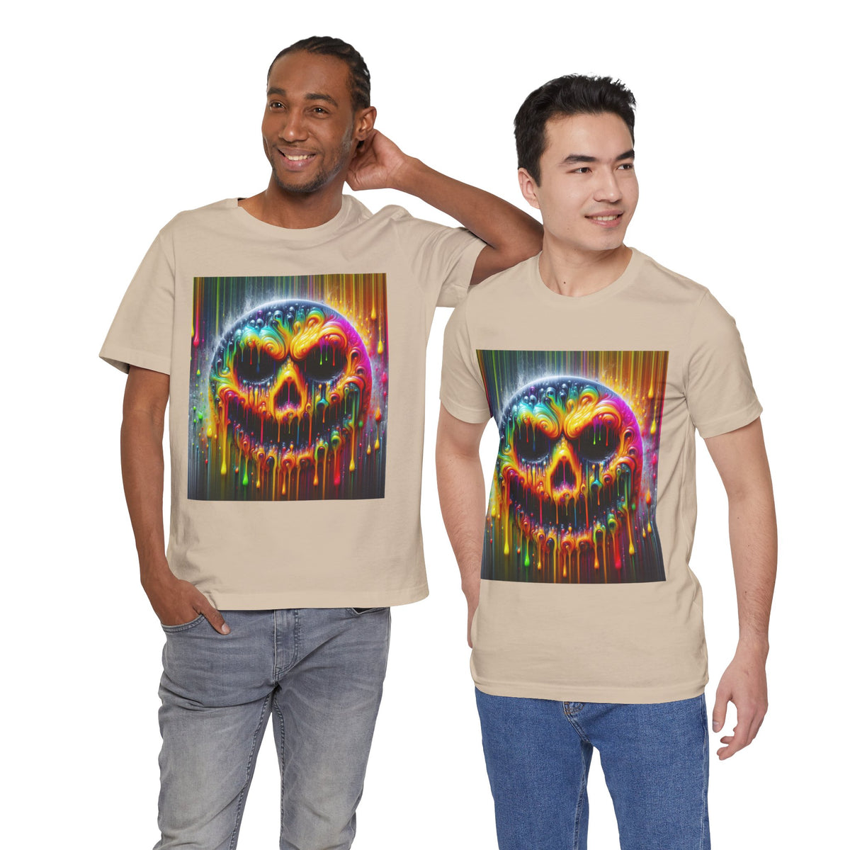 Psychedelic Skull Tee, Edgy Streetwear, Trendy Casual Wear