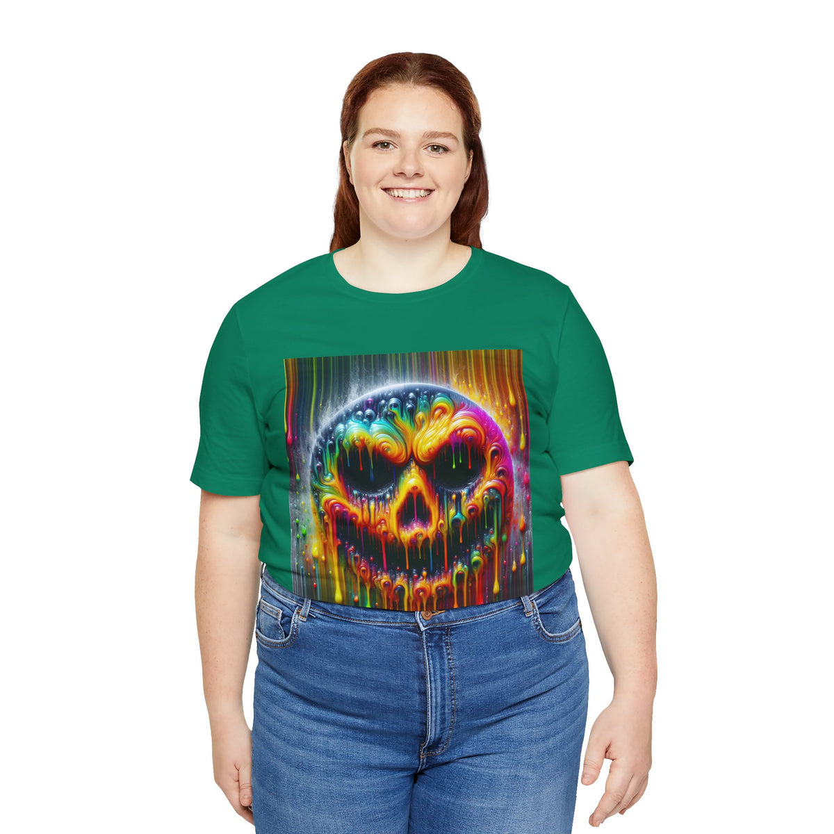 Psychedelic Skull Tee, Edgy Streetwear, Trendy Casual Wear