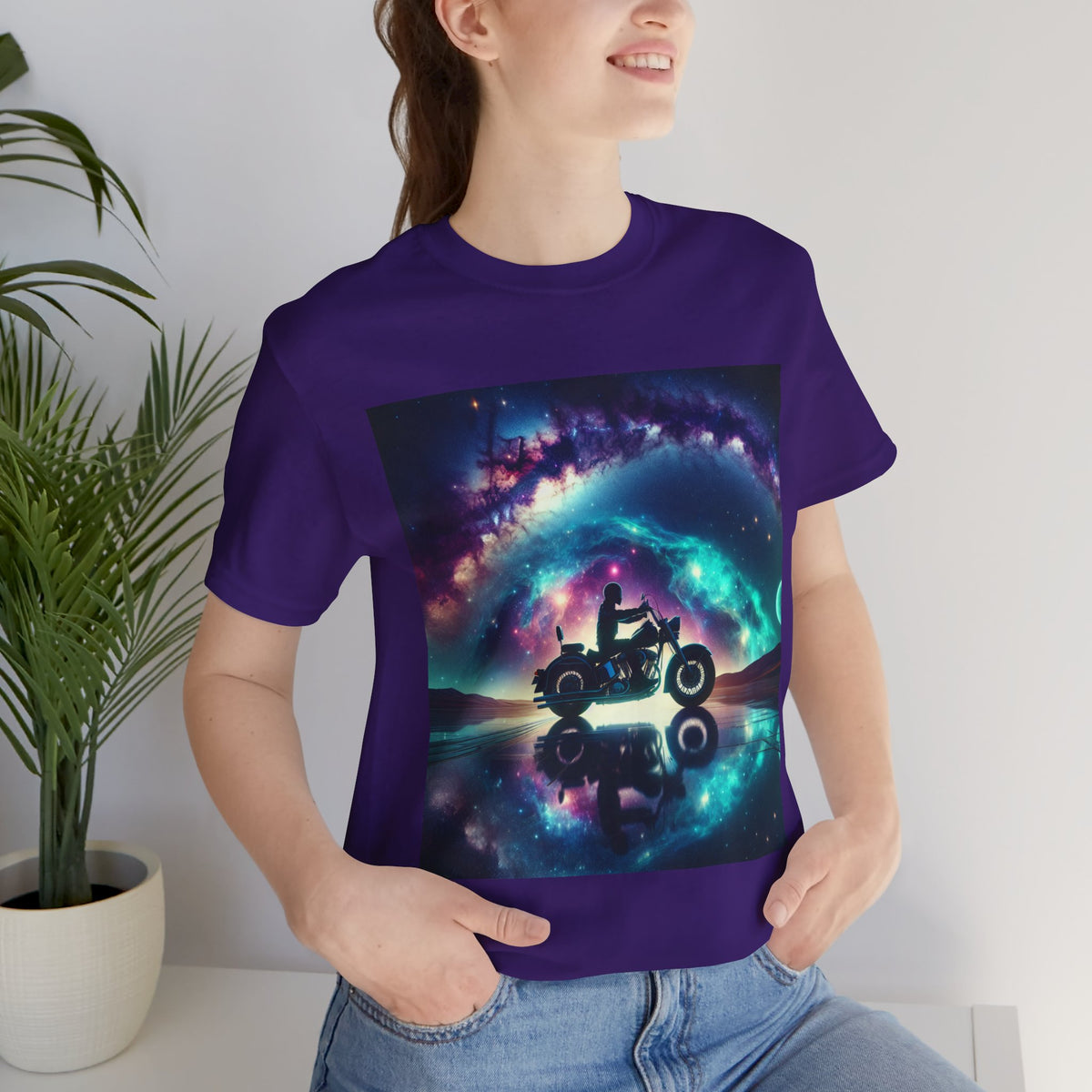 Galactic Biker Tee: Cosmic Shirt, Trendy Apparel