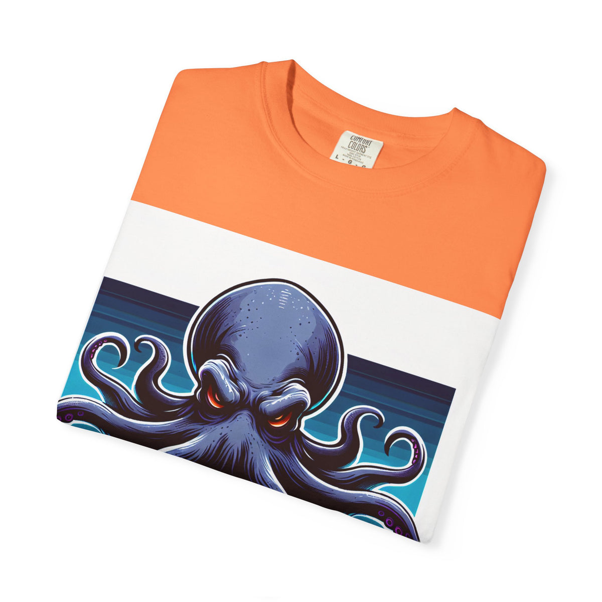 Ocean-Inspired Unisex Garment-Dyed T-Shirt with Octopus Design