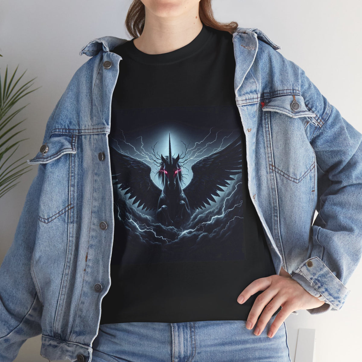 Dark Fantasy Heavy Cotton Tee with Pegasus Design