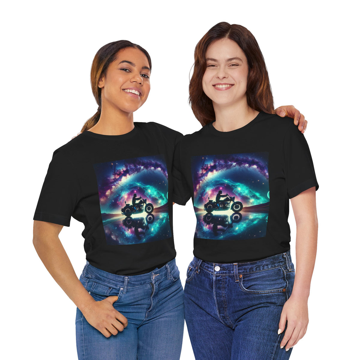 Galactic Biker Tee: Cosmic Shirt, Trendy Apparel