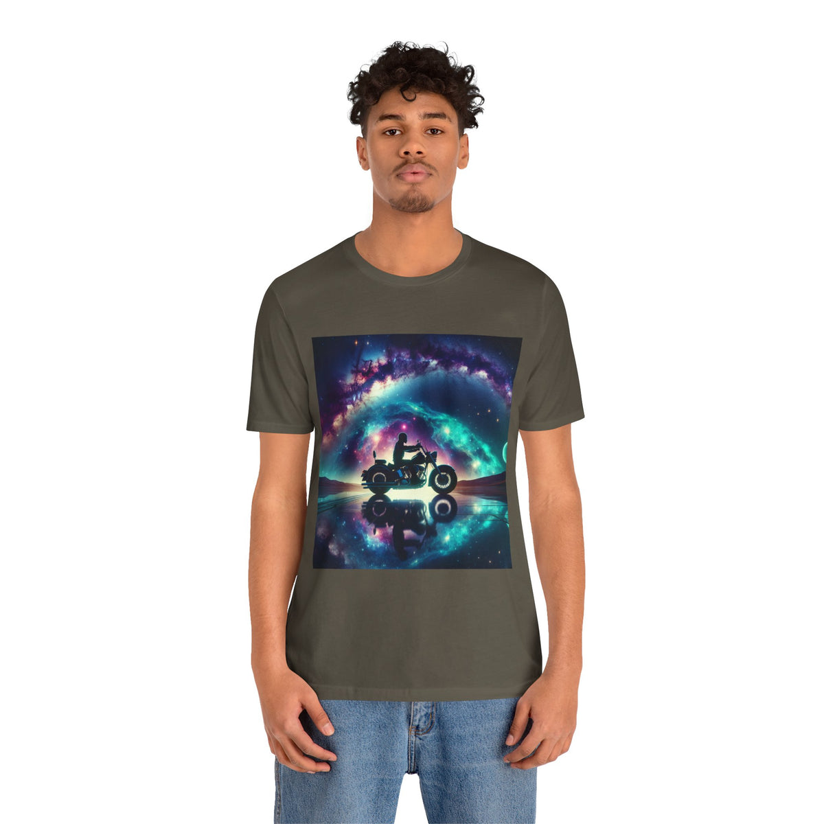 Galactic Biker Tee: Cosmic Shirt, Trendy Apparel