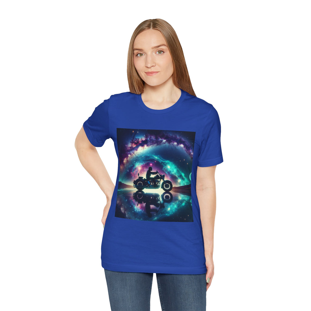 Galactic Biker Tee: Cosmic Shirt, Trendy Apparel