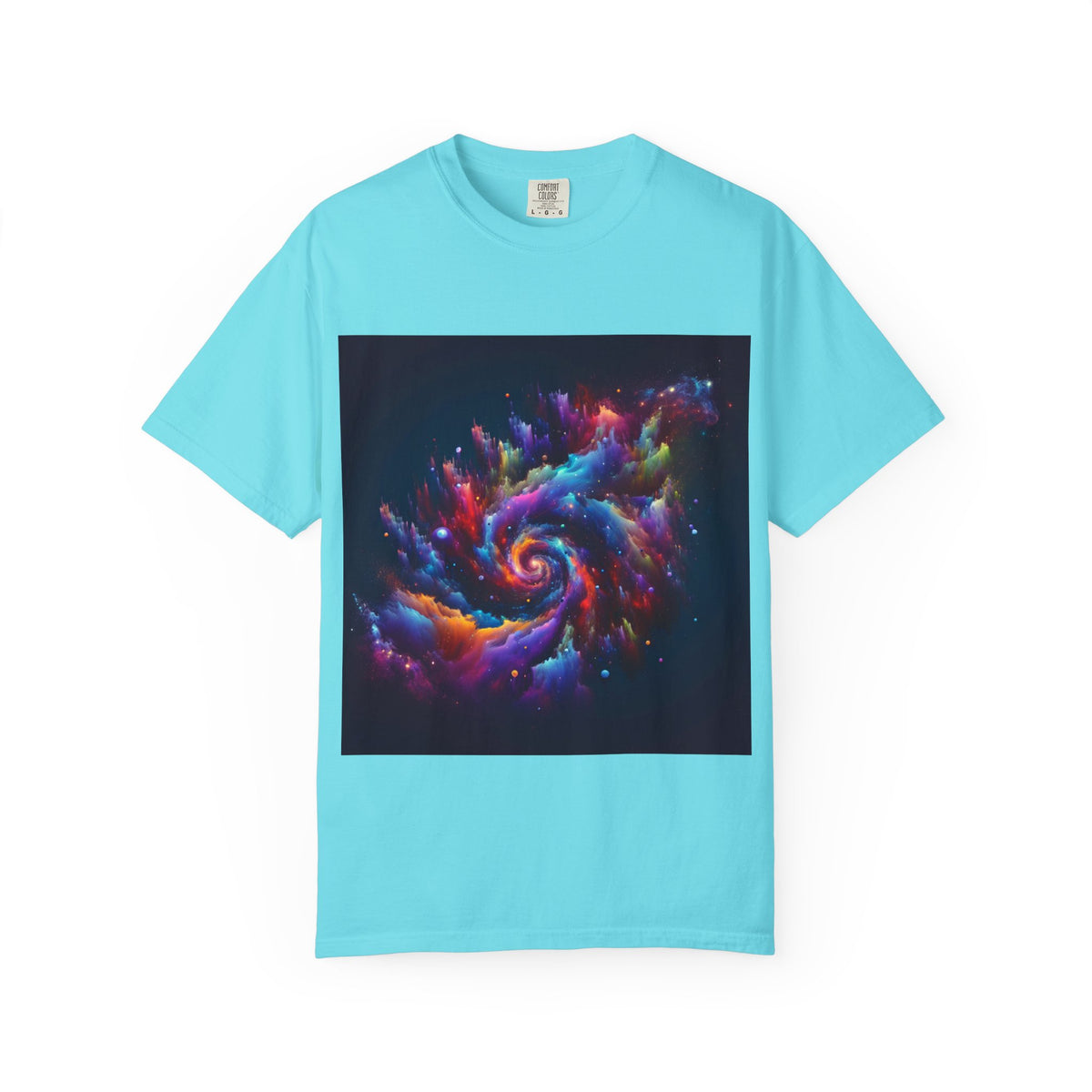 Cosmic Swirl Garment-Dyed T-Shirt – Vibrant Space Design for Sci-Fi Lovers