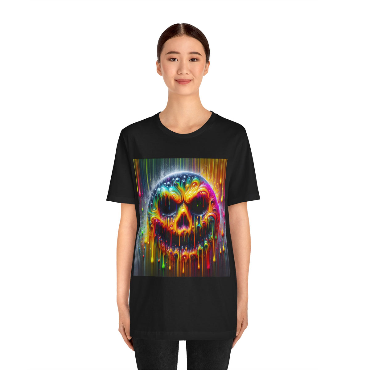 Psychedelic Skull Tee, Edgy Streetwear, Trendy Casual Wear