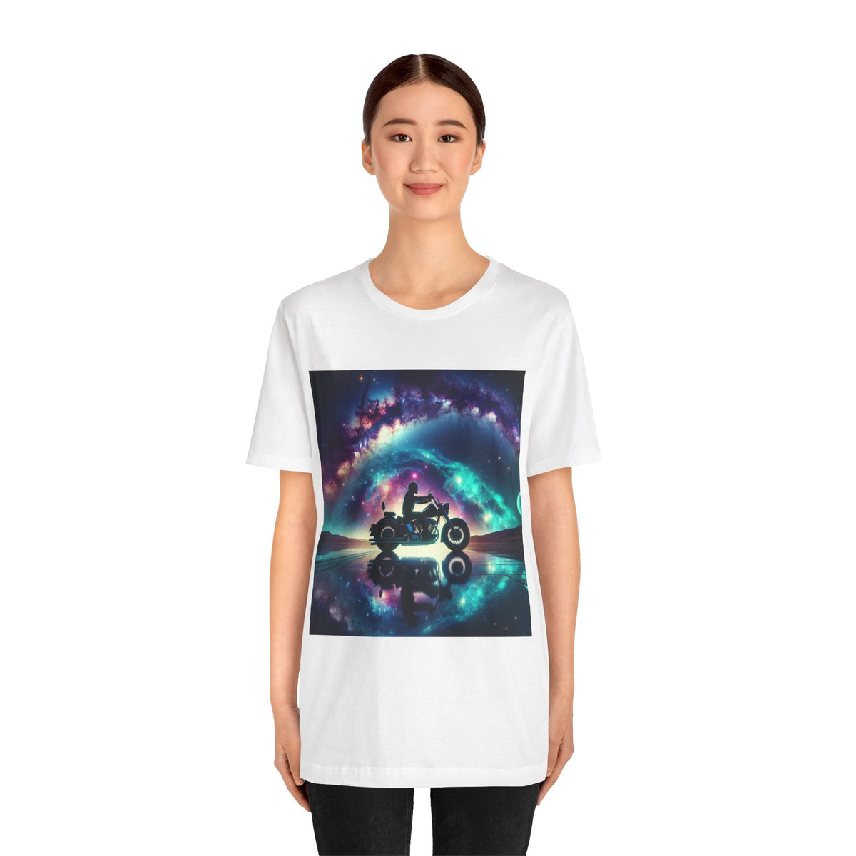 Galactic Biker Tee: Cosmic Shirt, Trendy Apparel