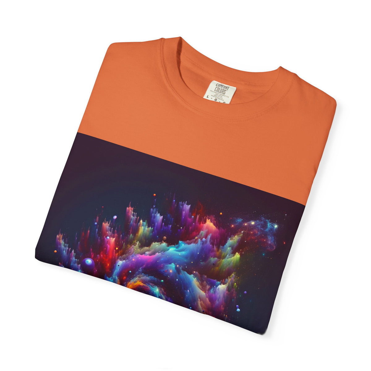 Cosmic Swirl Garment-Dyed T-Shirt – Vibrant Space Design for Sci-Fi Lovers